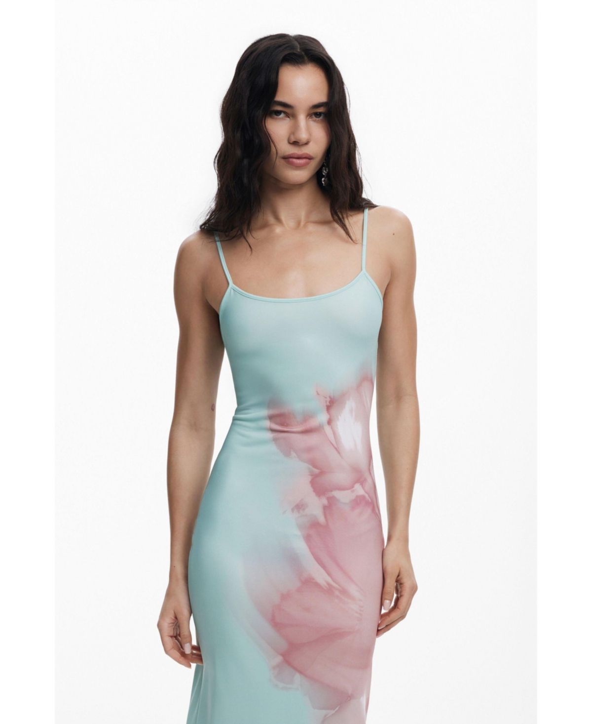 Desigual Abstract Placed Floral Dress In Multi