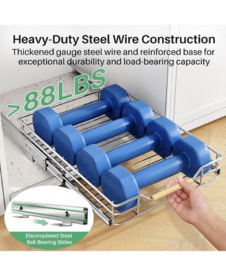 Pull out Cabinet Organizer,Heavy Duty Smooth Sliding Under Cabinet Shelves for Pots and Pans,Roll out Drawers with Thickened Chrome Plating,Slide out Drawers for Home Kitchen Pantry(15"W X 21"D)