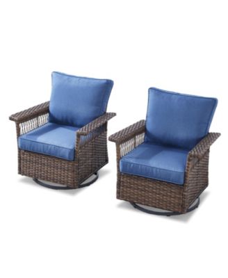 SeagullWing 2-Person Swivel Glider Wicker Outdoor Glider with Olefin Cushion Patio Swivel Chairs