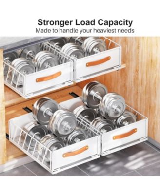 Pull out Cabinet Organizer Fixed with Adhesive Nano Film,Heavy Duty Slide out Pantry Shelves Drawer Storage,Sliding Mesh Cabinet Basket with Handle for Kitchen, Bathroom,Home, 11.8W"X 15.7D"X6.2"H