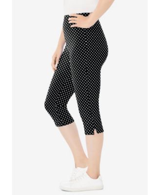 Plus Size Within Stretch-Cotton Knit Pull-On Printed Capri Leggings