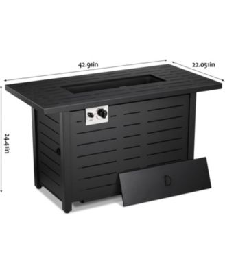  43 Inch Propane Fire Pit CSA-Listed Outdoor Fire Table, 50,000 BTU Firepit Table with Lid and Lava Rock