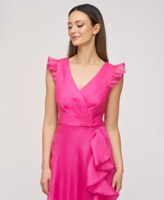 Women's Cascading-Ruffle Flutter-Sleeve Gown