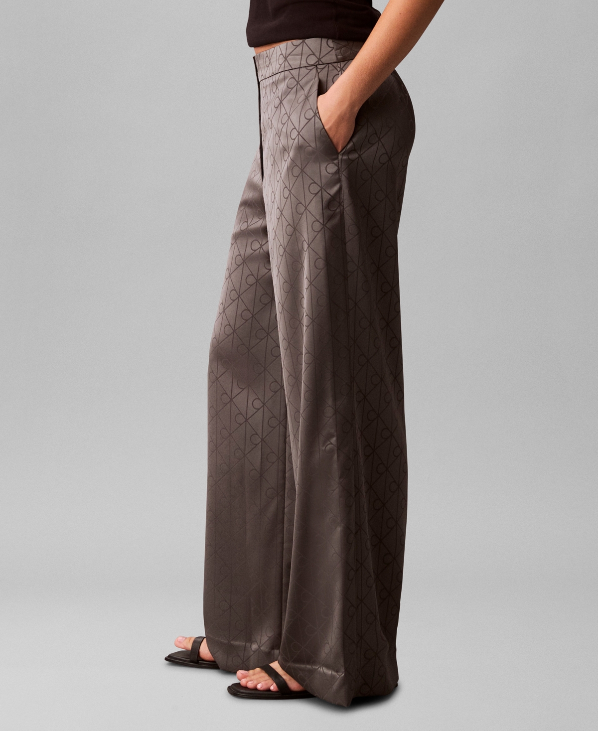 Calvin Klein Women's All-over Print Wide Leg Trousers In Animal Print