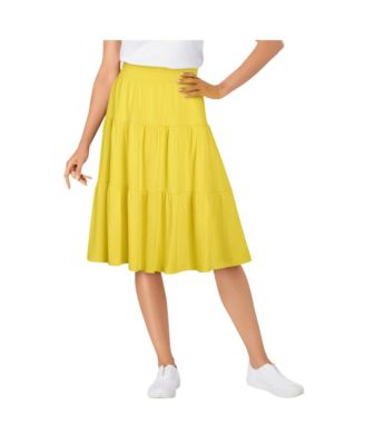Women's Plus Size Elastic-Waist Knit Tiered Skirt