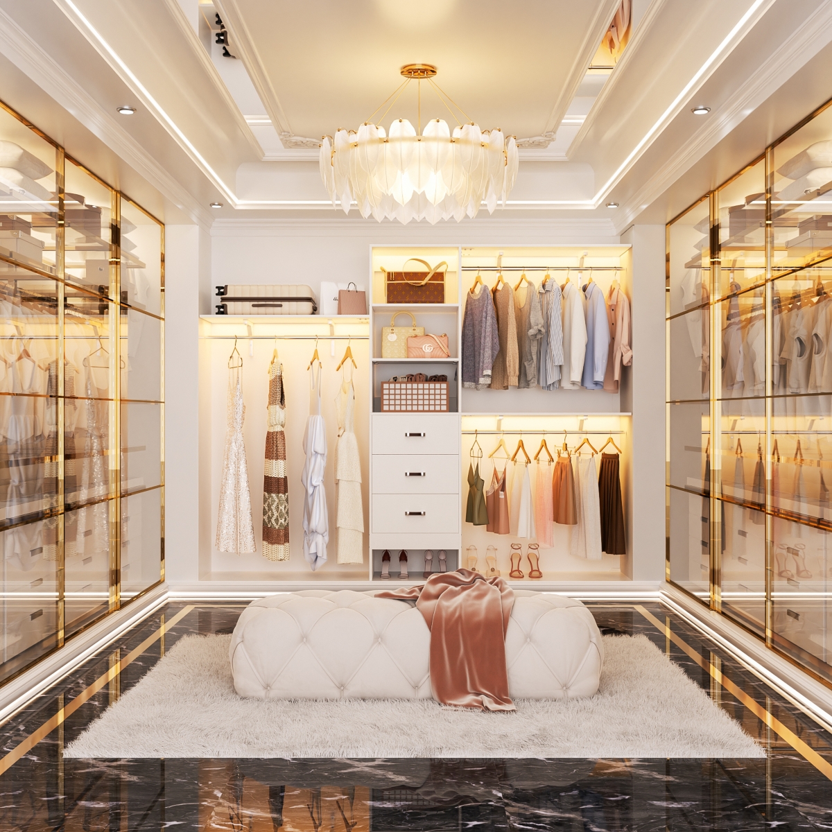 8FT Walk Closet Organizer with 3 Shelving Towers