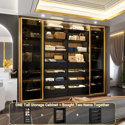 21.3'' Freestanding Closet Organizer System with 4 Drawers and Shelves
