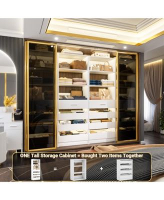 21.3'' Freestanding Closet Organizer System with 4 Drawers and Shelves