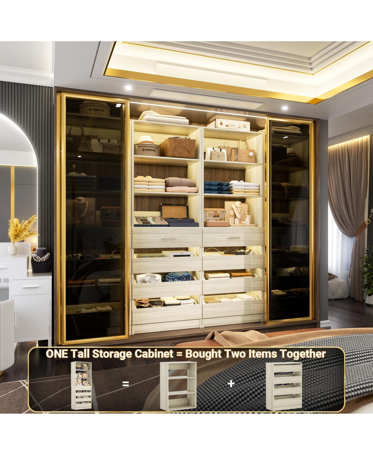 21.3'' Freestanding Closet Organizer System with 4 Drawers and Shelves