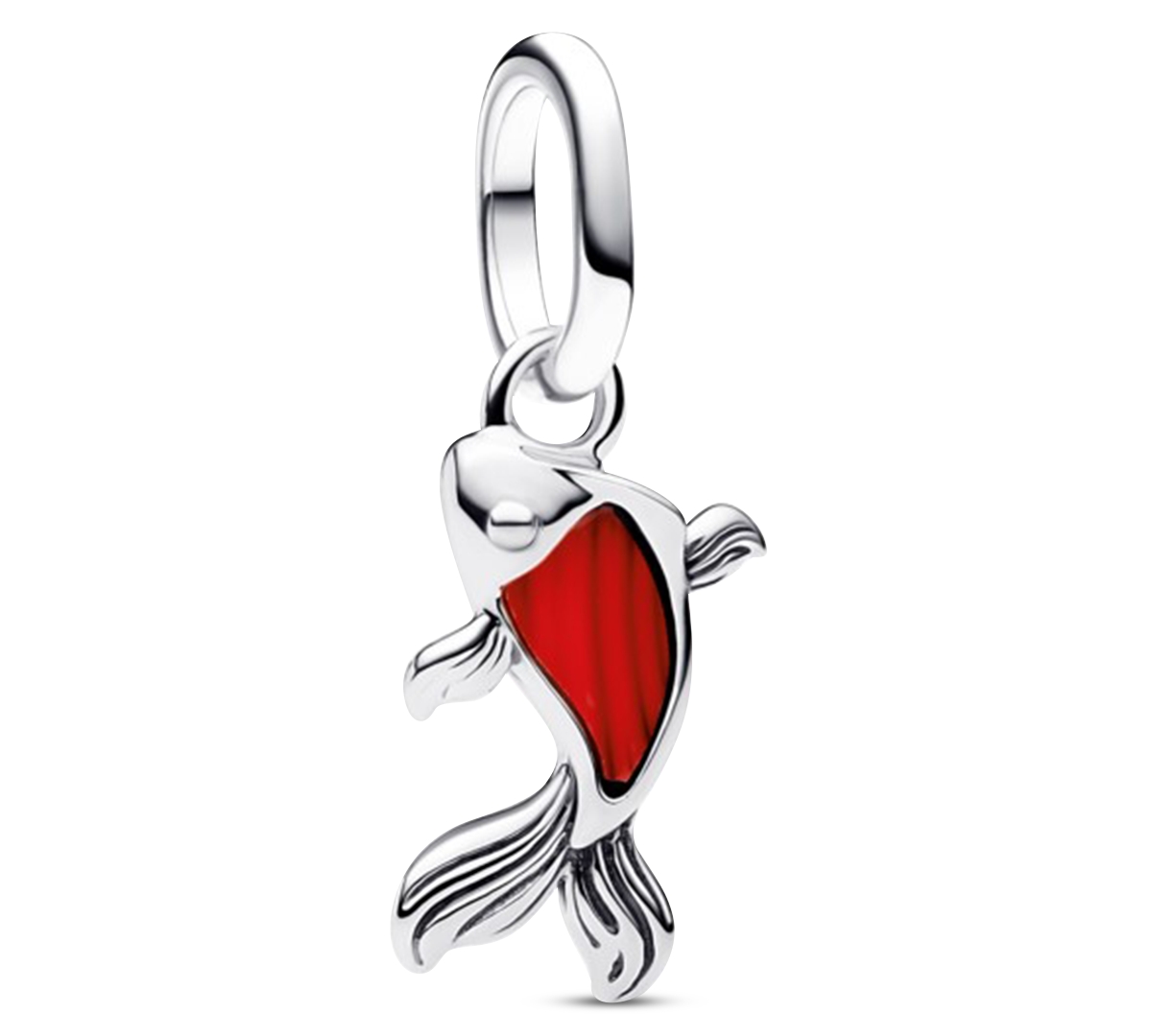 Pandora Red Murano Glass Koi Fish Mini Dangle Charms In White
