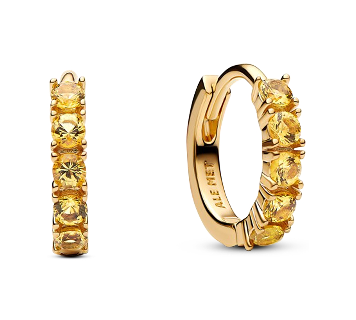 Pandora Yellow Huggie Earrings In Gold