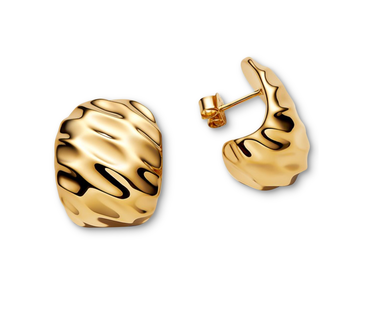 Pandora Rippled Wide Hoop Earrings In Gold