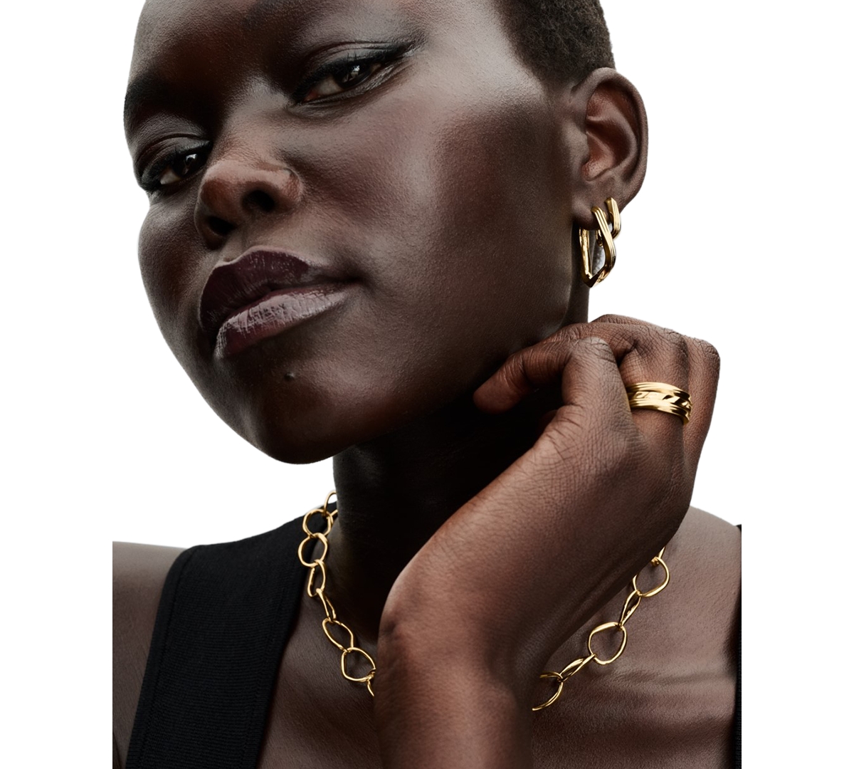 Pandora Organically Shaped Link Necklace In Gold