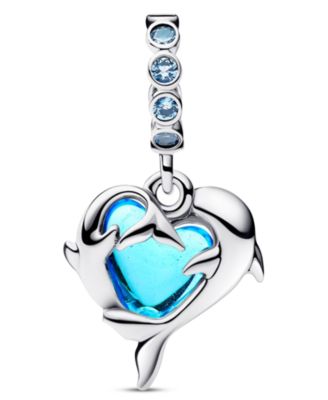 Blue Murano Glass Dolphins Dangle Charms