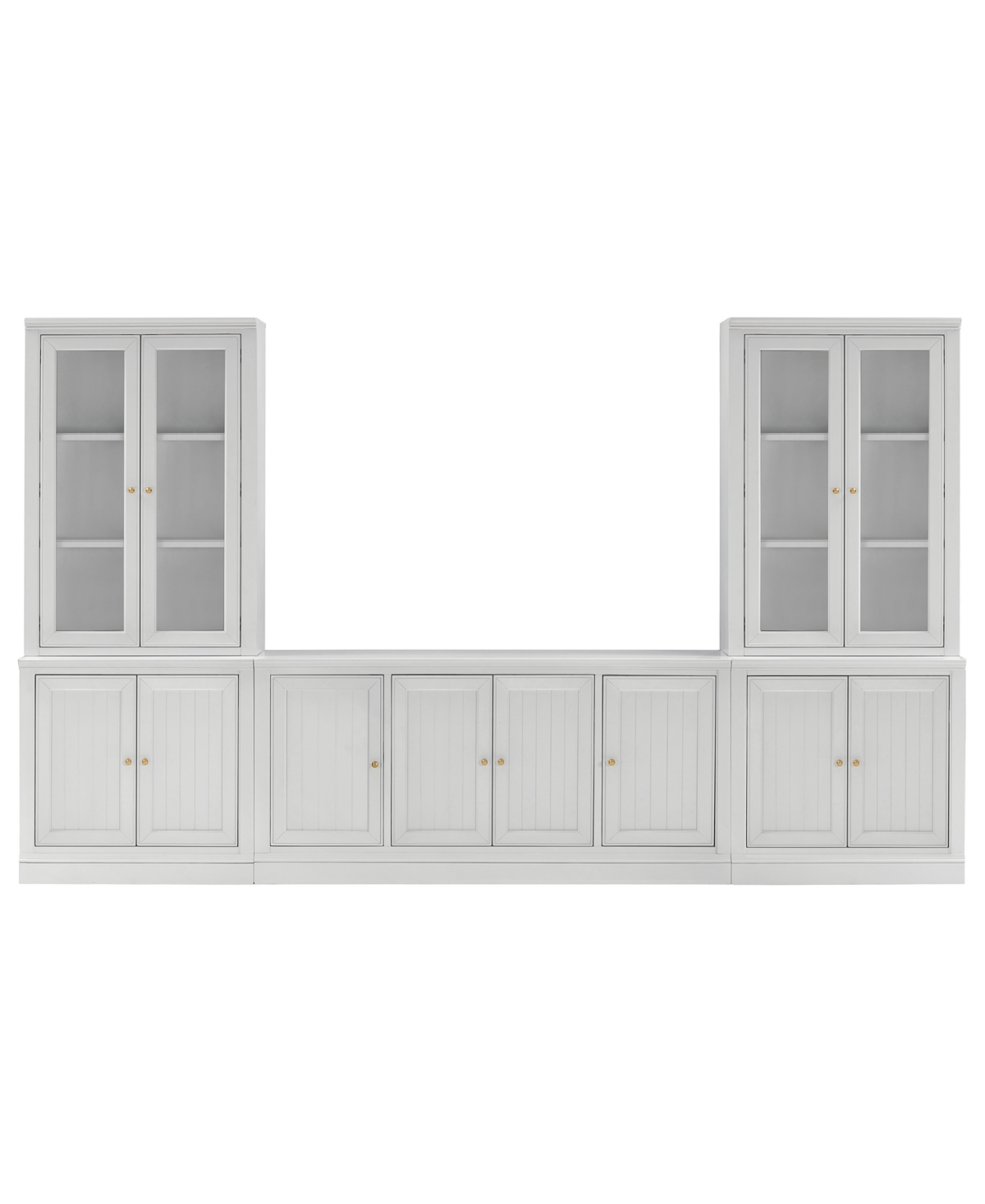 Macy's Amren 65" 4 Door Console With Door Hutches And 2 Door Bases In White