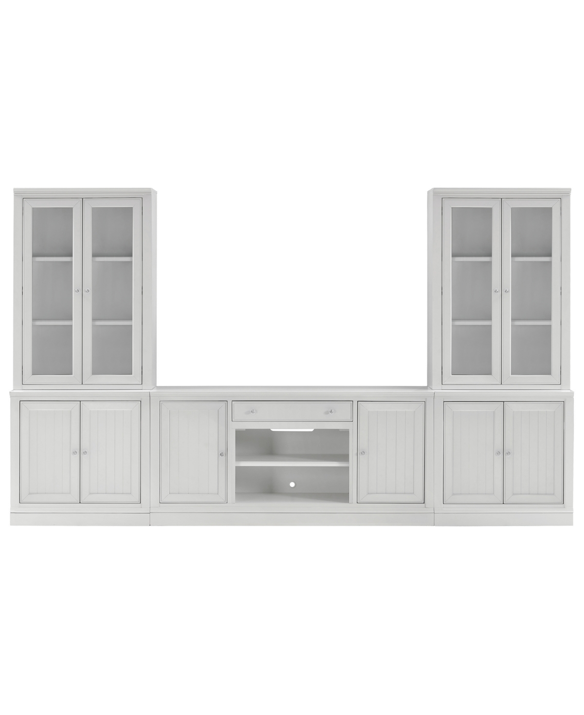 Macy's Amren 65" 2 Door Console With 2 Door Hutches And 2 Door Bases In White