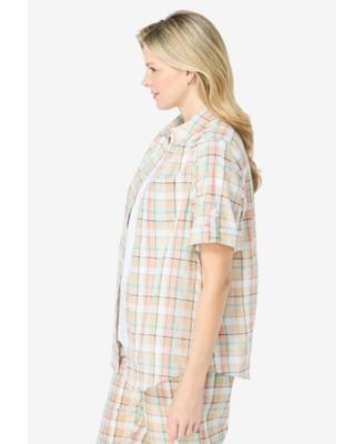 Women's Within Short-Sleeve Button Down Seersucker Shirt