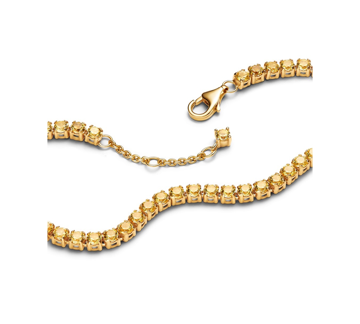 Pandora Sparkling Yellow Tennis Bracelet In Gold