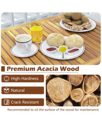 3 PCS Outdoor Acacia Wood Bar Set w/ Slatted Seat & Tabletop