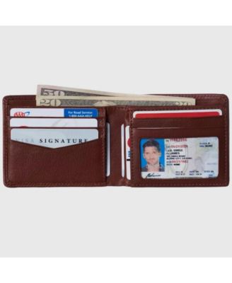 Mens Commuter RFID Bifold Wallet 2 ID Windows Divided Bill Section