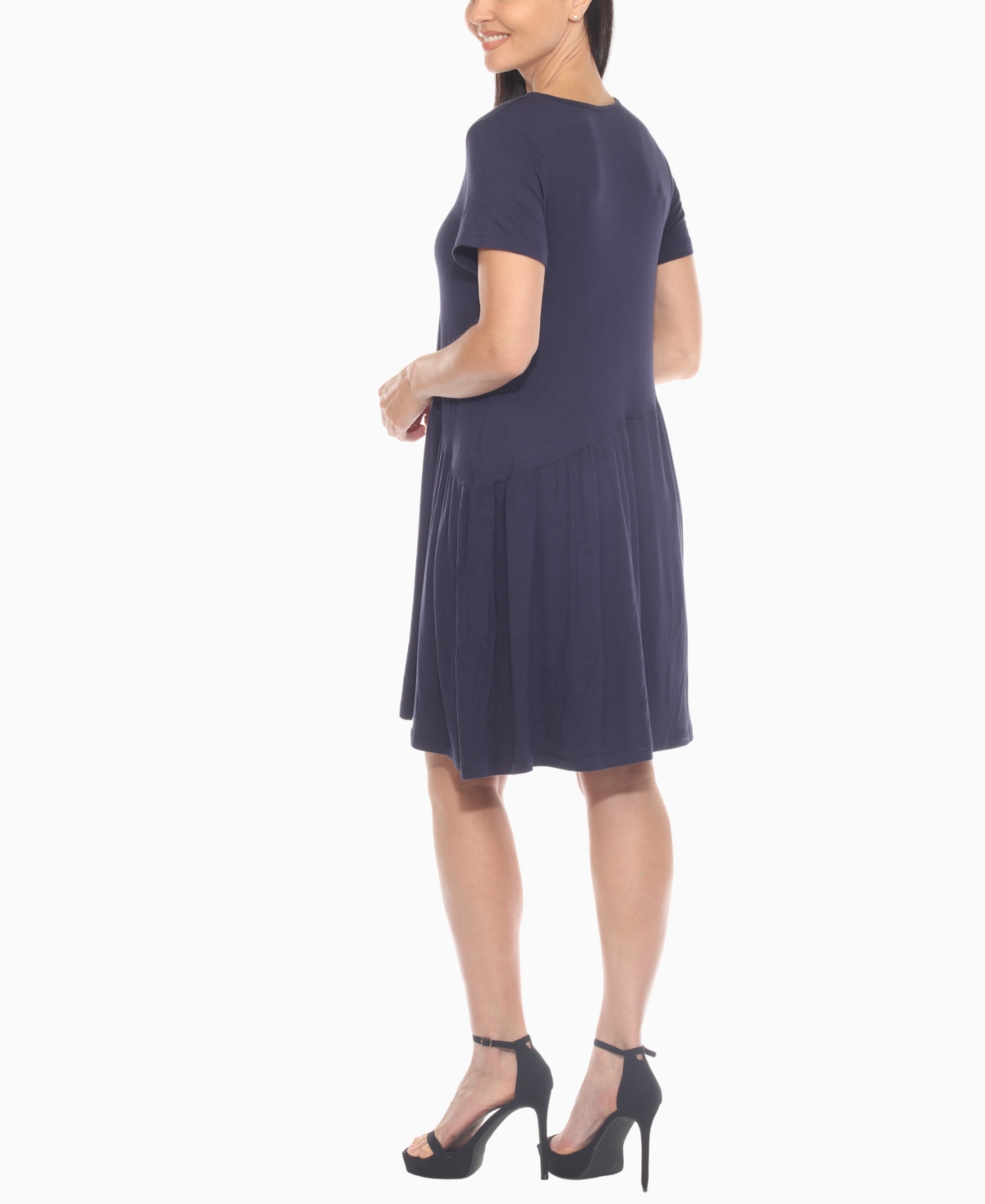 White Mark Women's Asymmetrical Waistline Maternity Dress In Blue