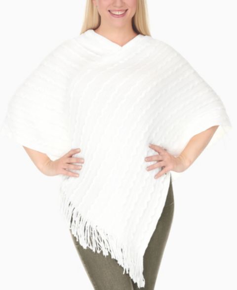 Женский свитер White Mark Lightweight Textured Knit Poncho, цвет: Белый