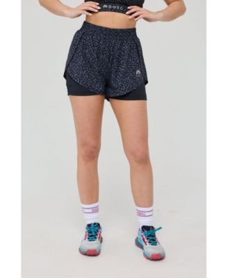 Women's Elite 2 in 1 Running Shorts - Black Leopard