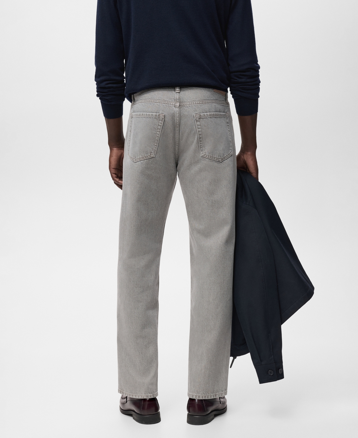 Mango Moby Straight Fit Cotton Jeans In Gray