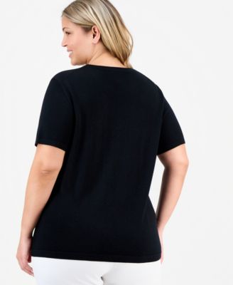 Plus Size Short Sleeve Merino Wool Sweater