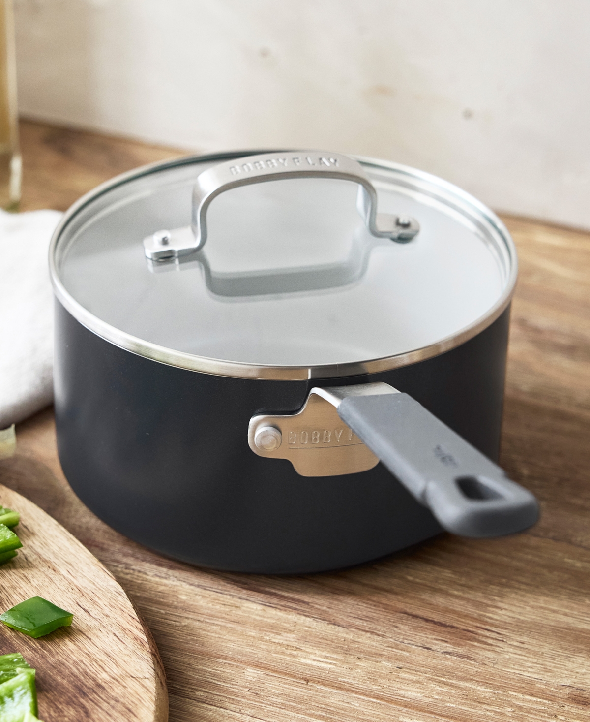 Greenpan Bobby Flay Ceramic Nonstick 1.6-quart Saucepan With Lid In Black