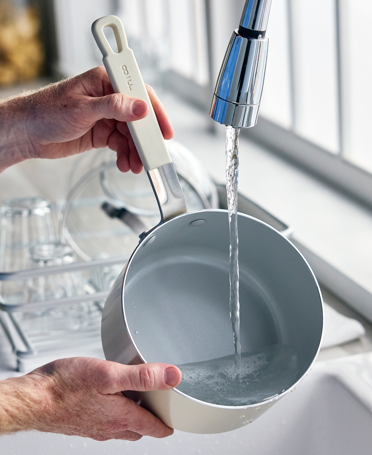 Greenpan Bobby Flay Ceramic Nonstick 1.6-quart Saucepan With Lid In Neutral