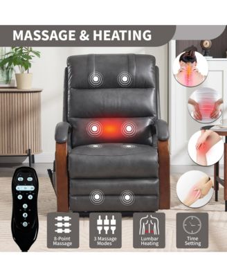 Lift Chair Dual Motor Infinite Position Recliners Up to 350 LBS with Solid Wood Armrests and Heat Massage