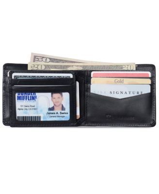 Mens Commuter RFID Bifold Wallet 2 ID Windows Divided Bill Section