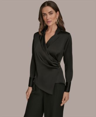 Donna Karan New York - Women's Long-Sleeve Collared Blouse