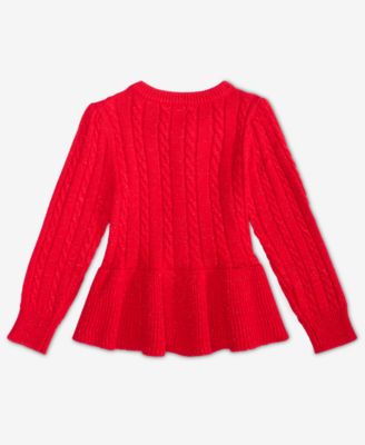 Girls' Toddler 2T-4T Peplum Long-Sleeve Cardigan, Macy's Exclusive