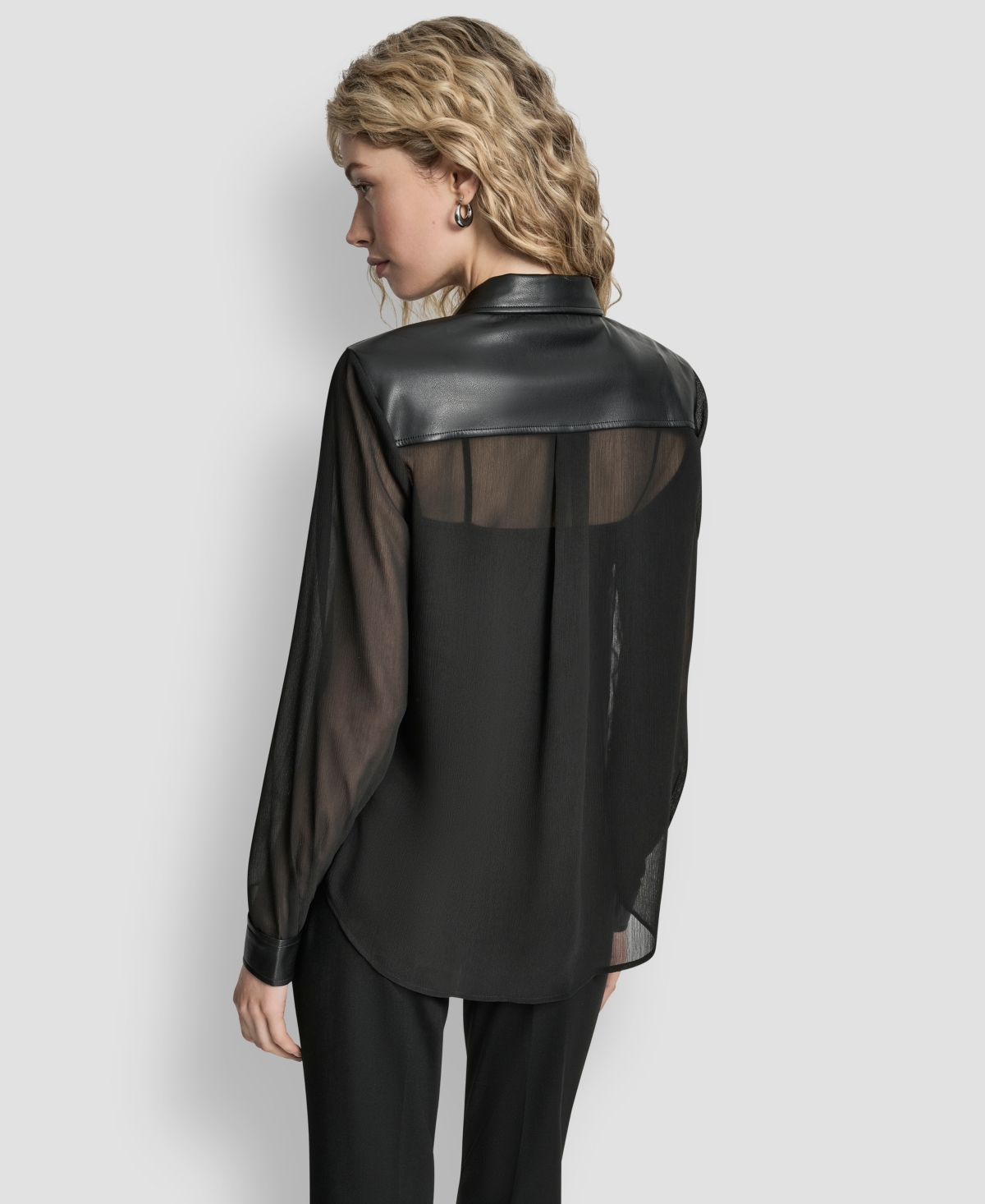 Dkny Petite Long-sleeve Top In Black
