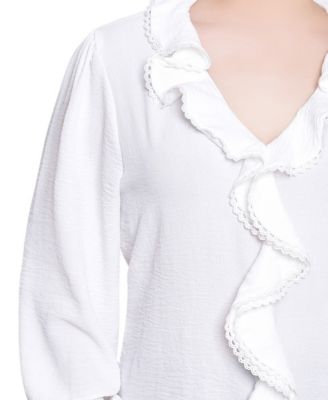 Women's Short Sleeve Ruffle Front Top