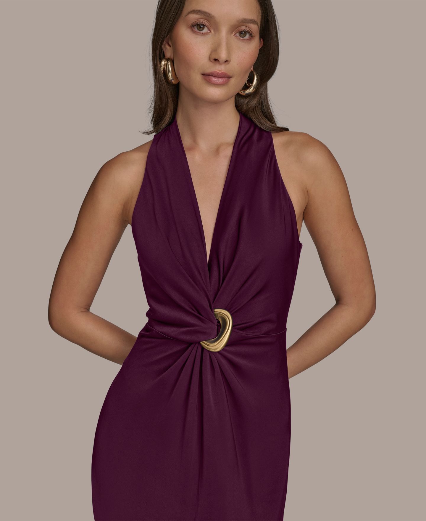 Женское платье Donna Karan New York V-Neck Sleeveless, цвет: Ягодный — фото 4
