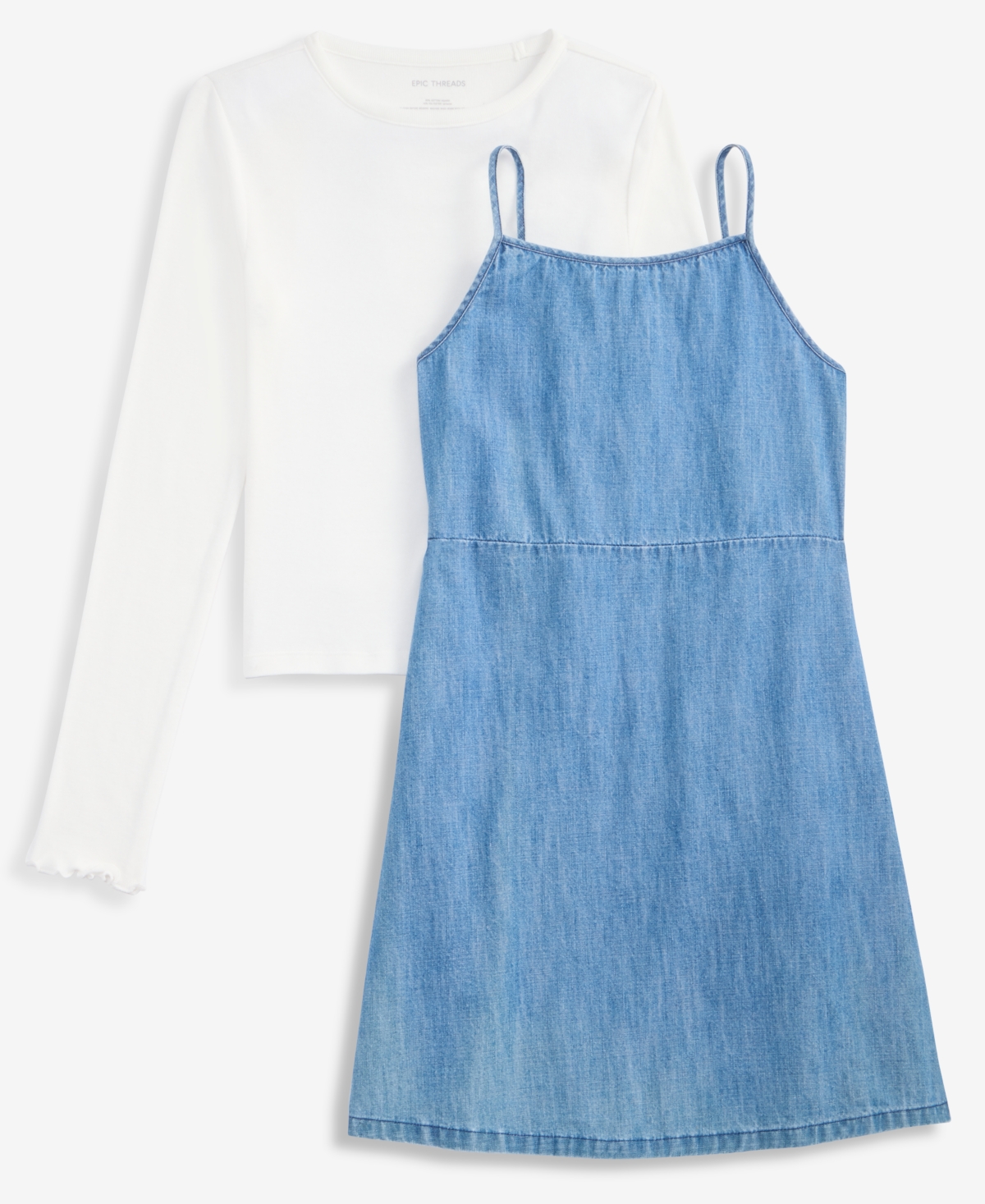 Epic Threads Girls 5-20 2-Piece Long Sleeve T-Shirt and Smocked Dress Set, Macy's Exclusive