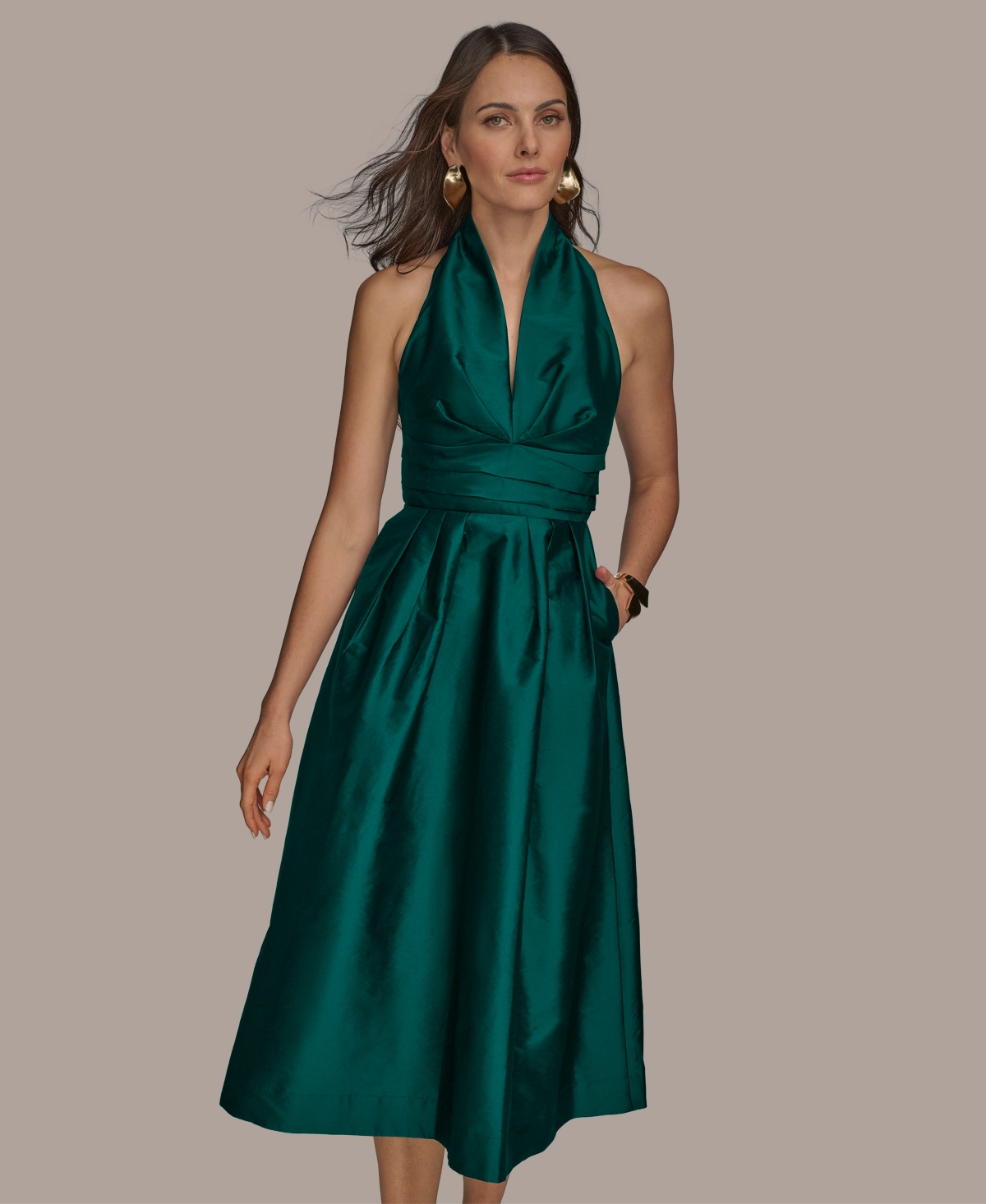 Donna Karan Women's A-line Halter Dress In Brown
