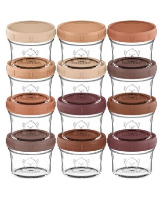 12pk Prep Baby Food Storage Containers, 4 oz Leak-Proof, BPA Free Glass Baby Food Jars for Feeding