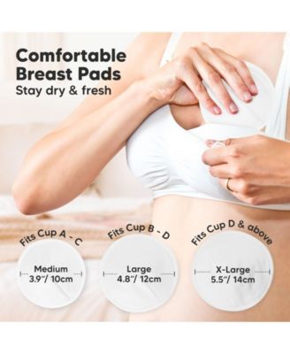 14pk Organic Nursing Pads, Washable Breast Pads + Wash Bag, Reusable Nipple Pads