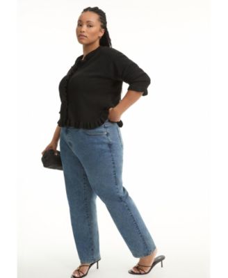 Women's June + Vie Curvie-Fit High-Rise Straight-Leg Stretch Jeans