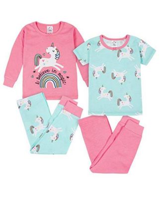 Toddler Girls 4-Piece Snug Fit Cotton Pajamas, Rose, 3T