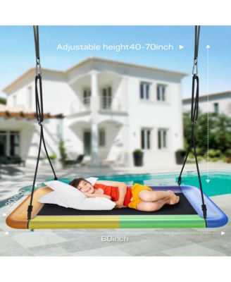 Tree Swing for Kids and Adults, 60" Waterproof Rectangle Platform Swing, 700lbs Heavy Duty with Adjustable Straps
