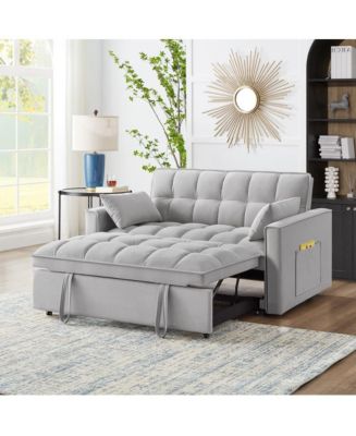 Maison Boucle Modern Velvet Loveseat Sofa Bed with Storage & Pull-Out Bed, Compact Sleeper Couch with Adjustable Recline - Macy's