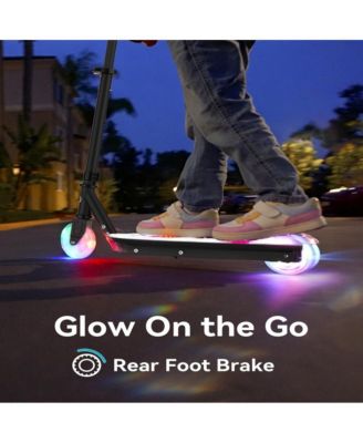 Kids Electric scooter-with Colorful LED Flash Wheels and Deck Lights, 14.6V 2.6AH, Kick-to-Start, Adjustable Speed and Height, Speed Range: 5 MPH, 3.5" or 4.7" Wheels, Max Load 110 lbs, Up to 6 Miles Range