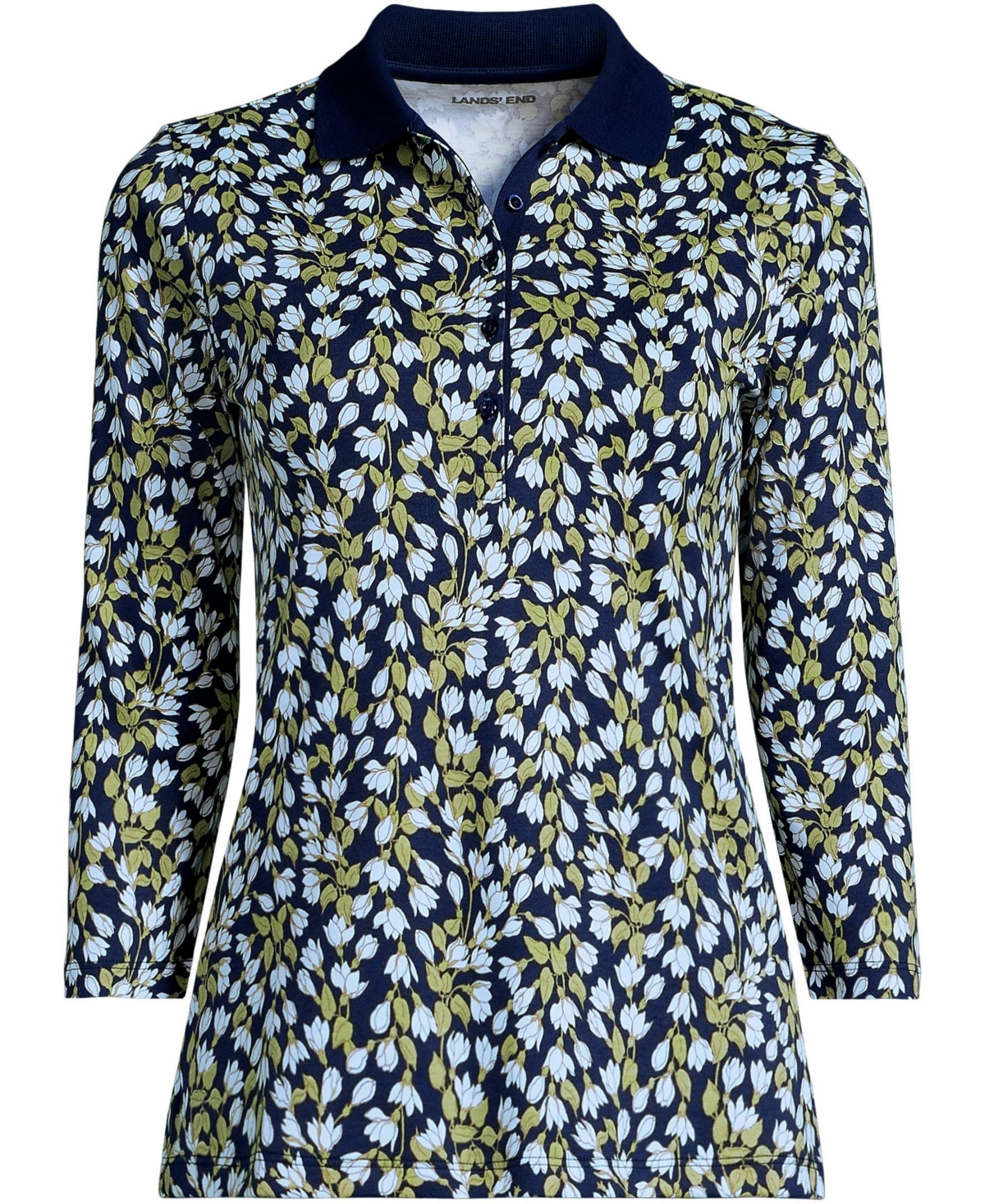 Lands' End Women's Petite 3/4 Sleeve Supima Cotton Polo Shirt