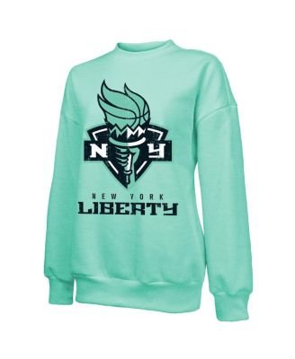 Women's Mint New York Liberty Primary Logo Drop Shoulder Tri-Blend Pullover Sweatshirt