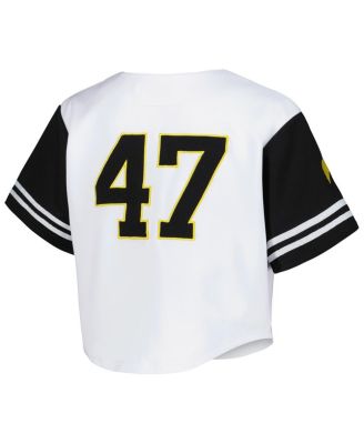 Women's White Iowa Hawkeyes Baseball Jersey Cropped T-Shirt